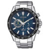 El Citizen Crono Super Titanio CA4444-82L destaca por su esfera degradé en azul en contraste con su bisel de pvd negro y su cristal zafiro