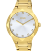 TOUS KARAT ROUND Inspirado en las tallas de las gemas preciosa, se unen en diseño de reloj analógico de caja redonda con brazalete de acero IPG dorado,