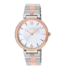 TOUS S-BAND reloj analógico de caja redonda con brazalete combinado de acero IPG rosado y acero, esfera color claro con indices a juego con el bisel.