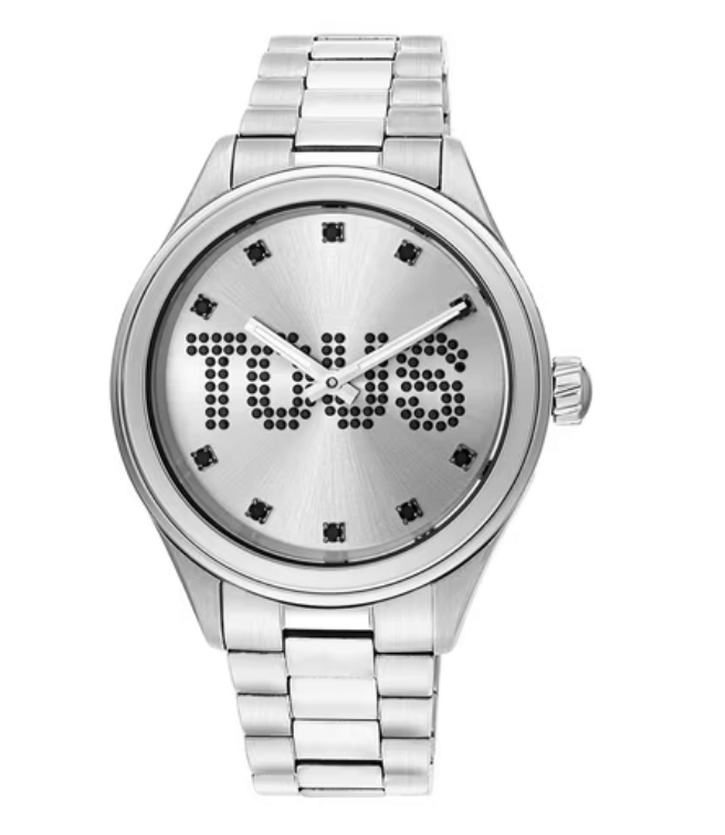 TOUS T-LOGO reloj analógico de acero inoxidable, esfera de metal con logo y cristales negros. el diseño estilo boyfriend que te acompañará 24/7