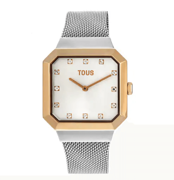 TOUS KARAT Inspirado en las tallas de las gemas preciosa, se unen en diseño de reloj analógico de caja facetada con brazalete de acero