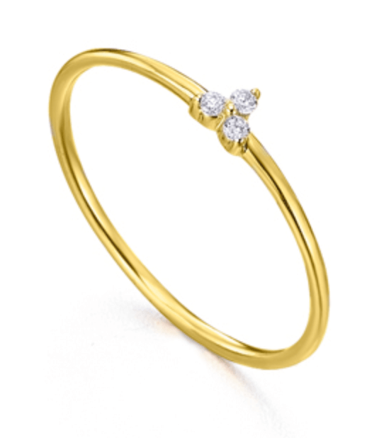 Anillo Lecarré GA075OA de oro amarillo 18k con 3 diamantes talla brillante engastados a mano mediante garras. Anillo de compromiso.