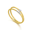 Anillo Lecarré GA112OA de oro amarillo 18k. consta de 2 aros unidos. Tiene 4 diamantes talla brillante engastados a mano mediante garras. 