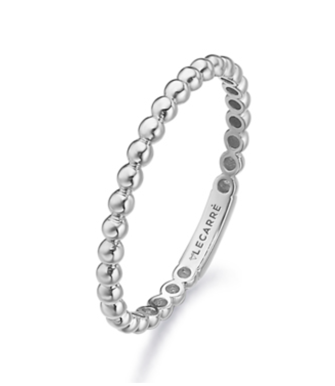Anillo Lecarré GA136OA de oro blanco 18k con forma de pequeñas burbujitas que se repiten hasta completar el aro. Disponibles en oro amarillo y oro rosa.