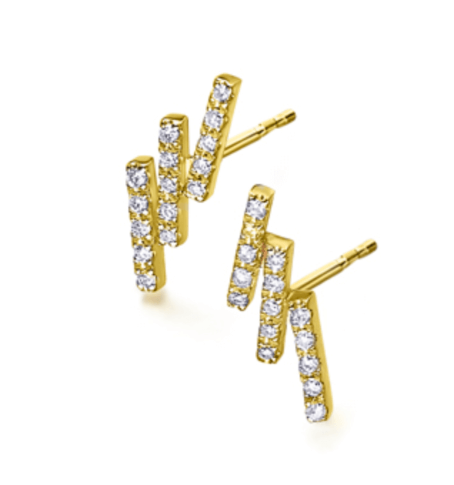 Pendientes Lecarré GB153OA en forma de barritas de oro de 18kt. con diamantes engastados a mano. Con una pureza SI, color H y un peso total de 0,15 quilates