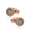 Pendientes Lecarré GB090OR en forma circular (6mm.)  de oro rosa de 18kt. con diamantes brown engastados a mano. Con una pureza SI, color H y un peso total de 0,19quilates