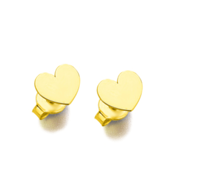 Pendientes Lecarré GB064OA en forma de corazón acabado brillo y diámetro de 6mm. en Oro 18kt. Con cierre de presión. ideal para combinar
