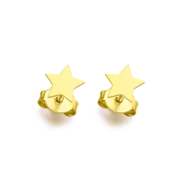 Pendientes Lecarré GB063OA en forma de estrella acabado brillo y diámetro de 6mm. en Oro 18kt. Con cierre de presión. ideal para combinar