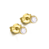 Pendientes Lecarré GB020OA en forma chatón (3,4mm.)  de oro amarillo de 18kt. con diamante engastado a mano. peso total de 0,10 quilates