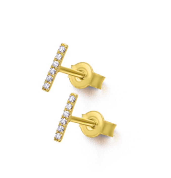 Pendientes Lecarré GB046OA son  en forma de barrita de oro de 18kt. con diamantes engastados a mano. Con una pureza SI, color H y un peso total de 0,05 quilates