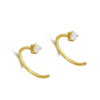 Pendientes Lecarré GB120OA con forma de aro (diámetro 9mm.) y un diamante que queda en la punta del pendiente todo en Oro 18kt.