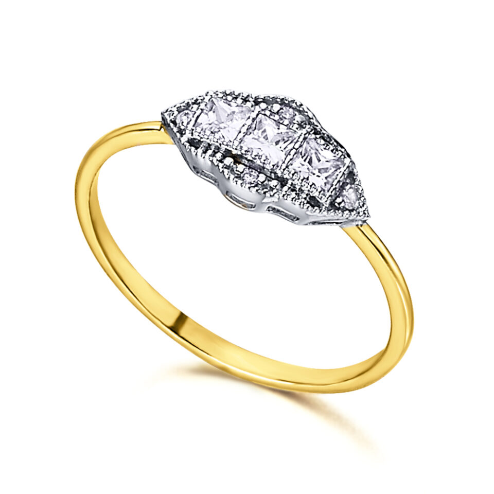 Anillo Lecarré GA090OA En la parte central de oro blanco de 18k, destacan unos topacios y en los extremos unos diamantes con un peso total de 0,02kts.