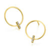 Pendientes Lecarré GB141OA forma circular con una  barrita de oro de 18kt. con diamantes engastados a mano. pureza SI, color H y un peso de 0,04 quilates
