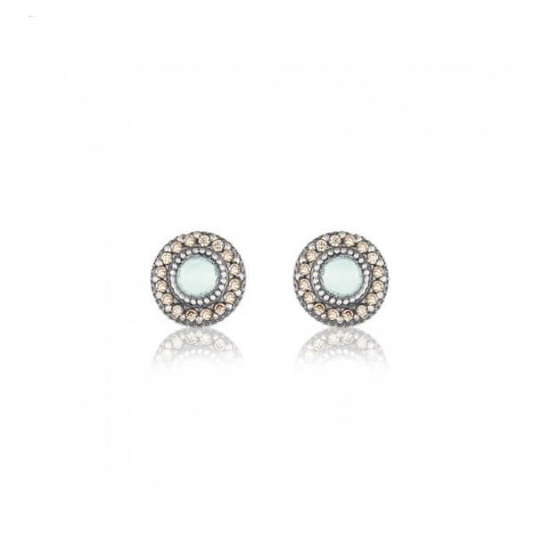 Pendientes SUNFIELD PE061194 son de plata de ley 925 con circonitas talla brillante. Su diseño muestra una piedra natural ( calcedonia)