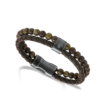La pulsera Rochet KARMA HB562208 las buenas vibraciones con esta pulsera Karma de cuero trenzado y sus cuentas en diferentes minerales.