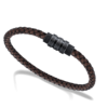 Pulsera Rochet Locker con cuero trenzado de piel de 5mm. Su motivo central en acero es a la vez el cierre de la pulsera, con imán y rosca para mas seguridad