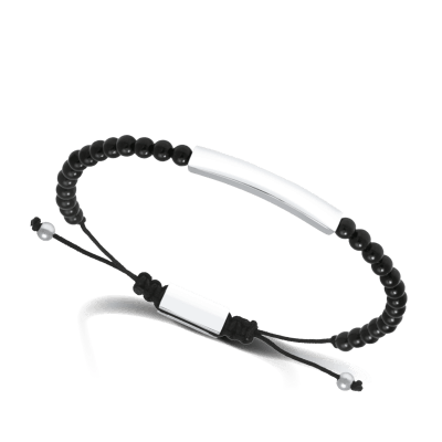 Pulsera Rochet talisman con cuentas de mineral y un motivo central de acero. cierre ajustable con macramé ideal para todas las medidas.