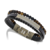 Pulsera Rochet YALE HB6609 para hombre contiene la combinación perfecta entre piedras naturales, piezas de acero y elementos de cuero marrón.