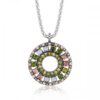 El COLLAR SUNFIELD CL0622623 es  de plata con circonitas en diferentes colores. muestra piedras naturales (opalo/citrino/ turmalina)dan un diámetro de 28mm.