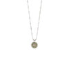 COLLAR SUNFIELD CL064251 es de plata con circonitas talla brillante. muestra una piedra natural (cuarzo rosa) creando forma de circunferencia