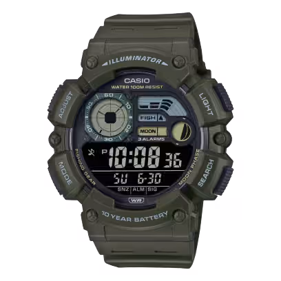 El modelo CASIO WS-1500H-3BVEF es un reloj con toque retro, pequeño e indispensable en tu armario, ya que con su color gris y caja clásica