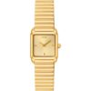 TOUS 1950 mini reloj de caja cuadrada con brazaletE de IPG dorado, con esfera color claro con indices a juego con el bisel.