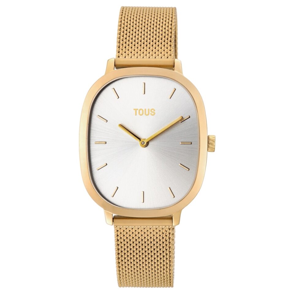 TOUS HERITAGE Inspirado en las tallas de las gemas preciosa, se unen en diseño de reloj analógico de caja OVAL con brazalete de iprg dorado