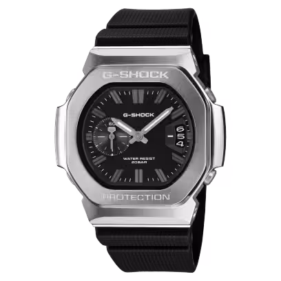 El reloj CASIO G-Shock GMC-2500-1AER esta inspirado en el diseño del primer G-Shock e DW-5000 con idicación de hora analogica.